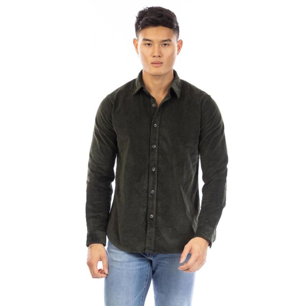 Peter Werth Mens Daker Corduroy Collared Long-Sleeved Shirt / Dark Brown